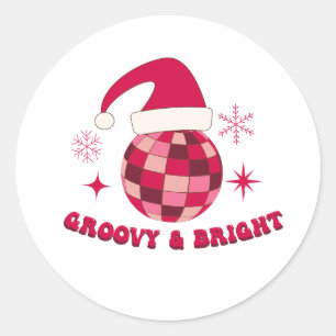 Groovy and Bright Disco Christmas Classic Round Sticker