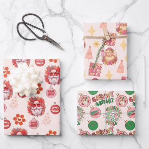 Groovy and Bright Santa Wrapping Paper Sheets
