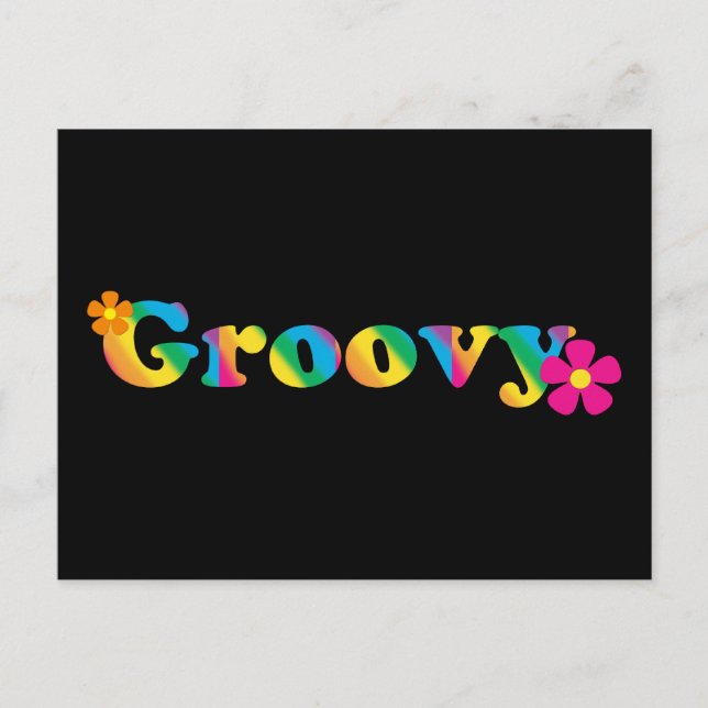 Groovy and Flowers Bright Colors 60s Hippie Design Postcard (Front)