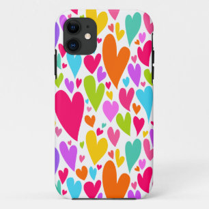 Groovy and Romantic Colorful Hearts Valentine iPhone 11 Case