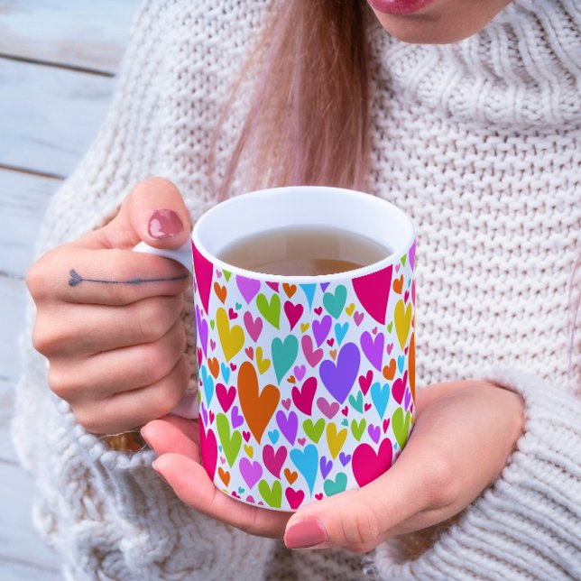 Groovy and Romantic Colorful Hearts Valentine Coffee Mug (Creator Uploaded)