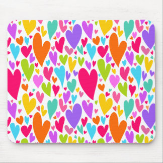 Groovy and Romantic Colorful Hearts Valentine Mouse Pad