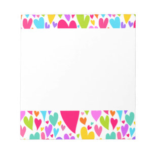 Groovy and Romantic Colorful Hearts Valentine Notepad