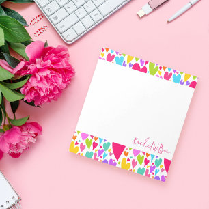 Groovy and Romantic Colorful Hearts Valentine Notepad