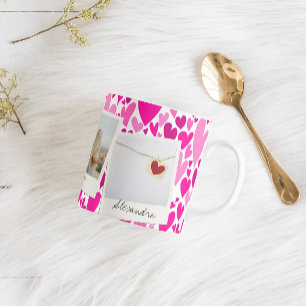 Groovy and Romantic Pink Hearts Valentine Photo Coffee Mug