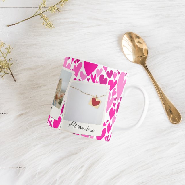 Groovy and Romantic Pink Hearts Valentine Photo  Coffee Mug (Creator Uploaded)
