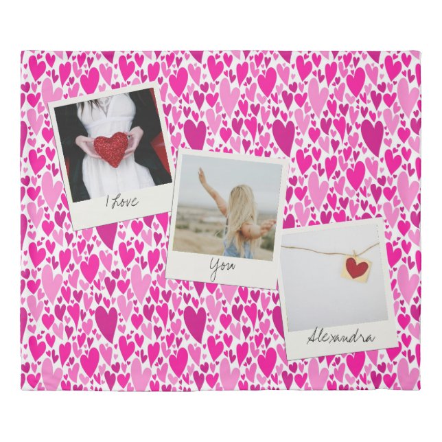 Groovy and Romantic Pink Hearts Valentine Photo  Duvet Cover (Front)