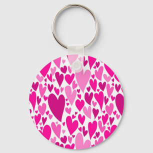 Groovy and Romantic Pink Hearts Valentine's Day Keychain