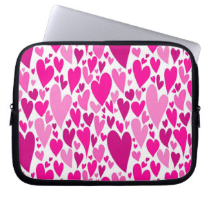 Groovy and Romantic Pink Hearts Valentine's Day Laptop Sleeve