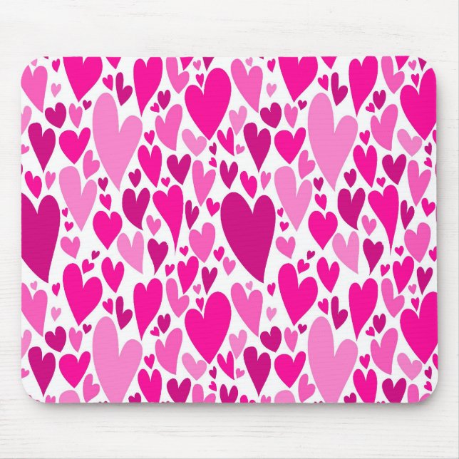 Groovy and Romantic Pink Hearts Valentine's Day Mouse Pad (Front)