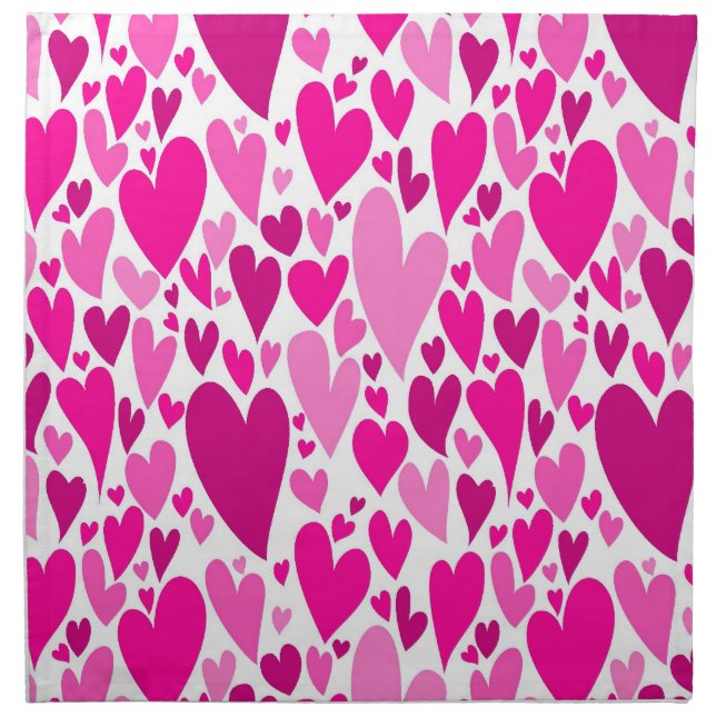 Groovy and Romantic Pink Hearts Valentine's Day Napkin (Front)