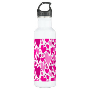 Groovy and Romantic Pink Hearts Valentine's Day Stainless Steel Water Bottle