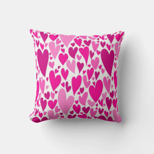 Groovy and Romantic Pink Hearts Valentine's Day Throw Pillow