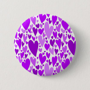 Groovy and Romantic Purple Hearts Valentine's Day Button