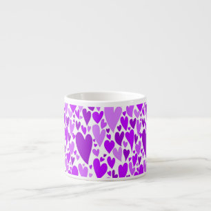 Groovy and Romantic Purple Hearts Valentine's Day Espresso Cup
