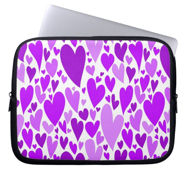 Groovy and Romantic Purple Hearts Valentine's Day Laptop Sleeve (Front)