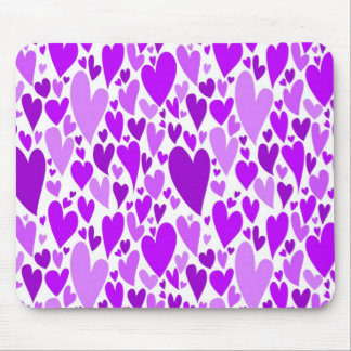 Groovy and Romantic Purple Hearts Valentine's Day Mouse Pad