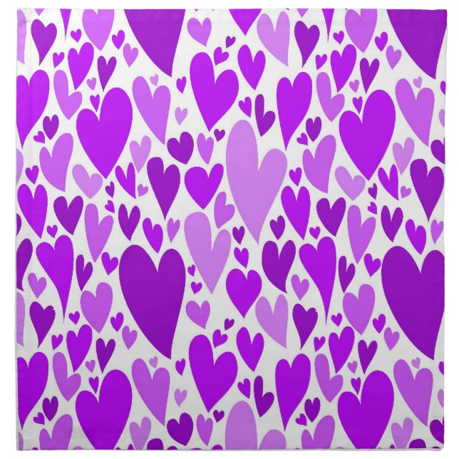 Groovy and Romantic Purple Hearts Valentine's Day Napkin (Front)