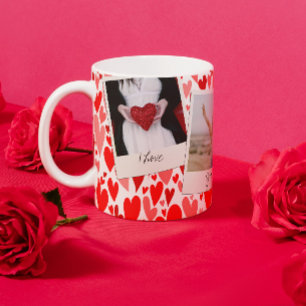 Groovy and Romantic Red Hearts Valentine Photo  Coffee Mug