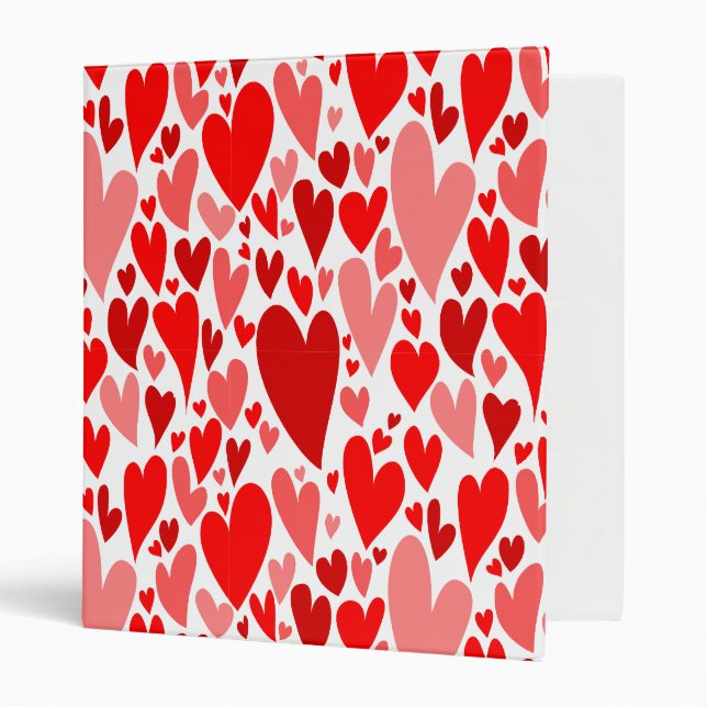 Groovy and Romantic Red Hearts Valentine's Day Binder (Front/Inside)