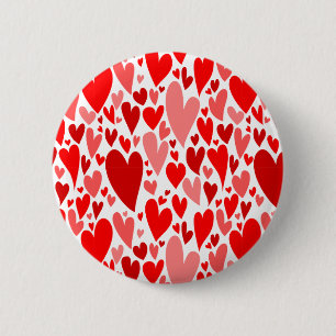 Groovy and Romantic Red Hearts Valentine's Day Button