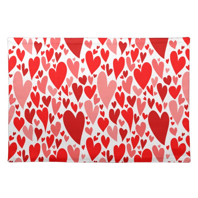 Groovy and Romantic Red Hearts Valentine's Day Cloth Placemat (Front)
