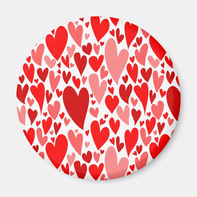 Groovy and Romantic Red Hearts Valentine's Day Magnet (Front)