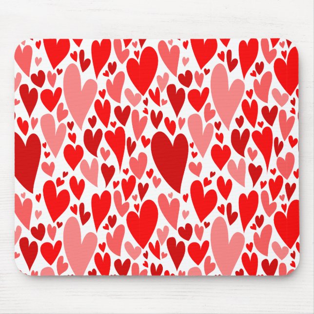Groovy and Romantic Red Hearts Valentine's Day Mouse Pad (Front)