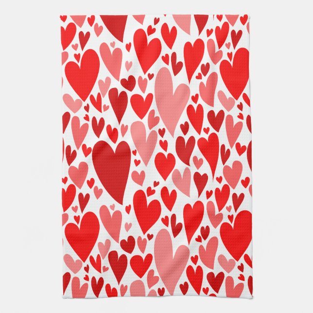 Groovy and Romantic Red Hearts Valentine's Day Towel (Vertical)