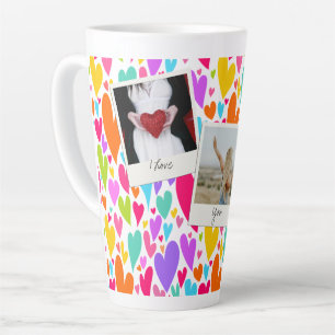 Groovy and Romantic Vibrant Heart Valentine Photo  Latte Mug