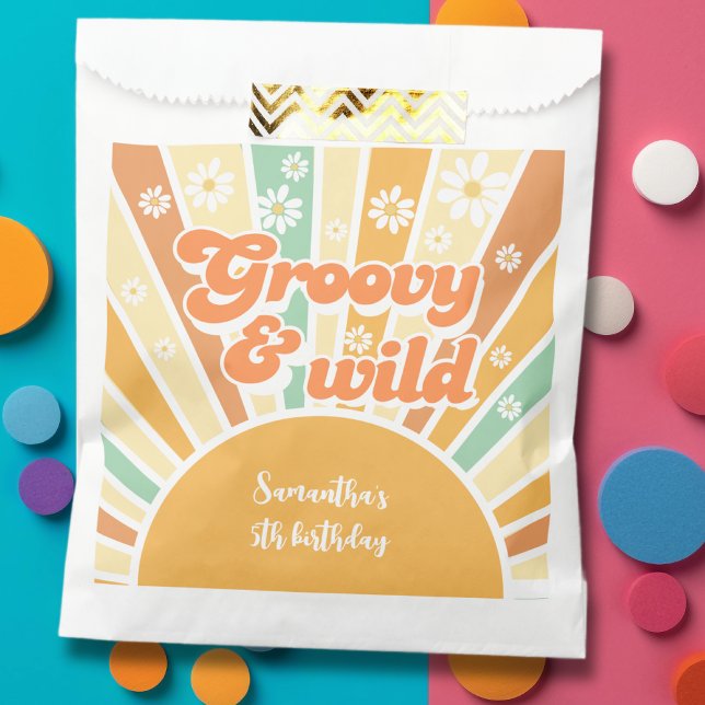 Groovy and wild retro sun kids birthday favor bag (Creator Uploaded)
