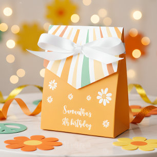 Groovy and wild retro sun kids birthday favor boxes