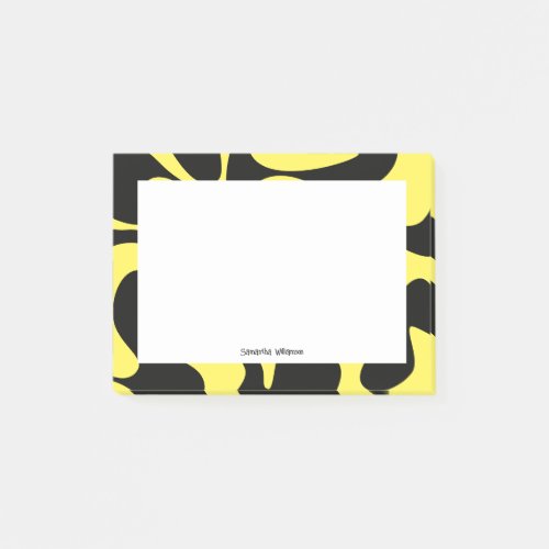 Groovy Art Black Lemon Yellow White Custom Name Post_it Notes