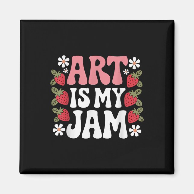Groovy Art Is My Jam Retro Funny Art Teacher Straw Magnet (Front)