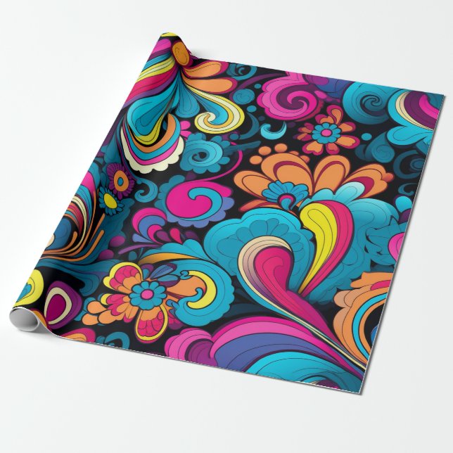 Groovy Art Wrapping Paper (Unrolled)