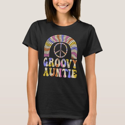 Groovy Auntie 70s Aesthetic 1970s Retro Hippie Au T_Shirt