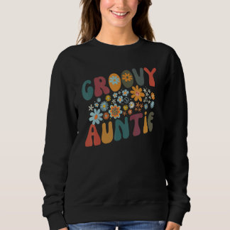Groovy Auntie Retro Colorful Flowers Aunt Sweatshirt