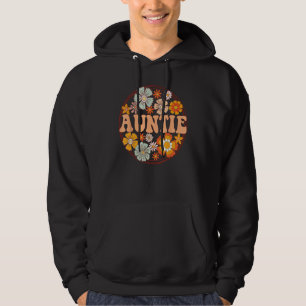 Groovy Auntie Retro Flowers Women Mother s Day Aun Hoodie