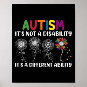 Groovy Autism Awareness Month Sunflower Different Poster