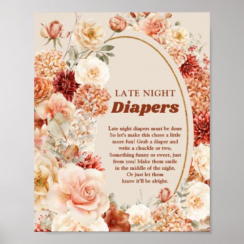 Groovy autumn floral Late Night Diapers game sign