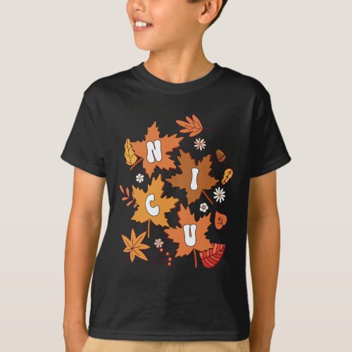 Groovy Autumn NICU Nurse Maple Leaf Fall Vibes Dai T_Shirt