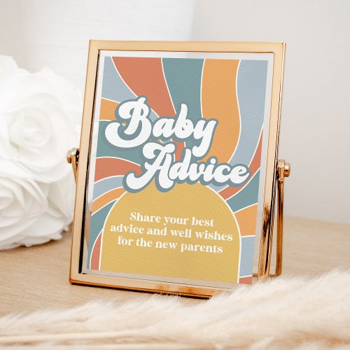 Groovy Baby Advice Retro Sunshine Baby Shower Poster