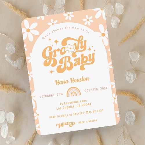 Groovy Baby Boho Arch Baby Shower Invitation