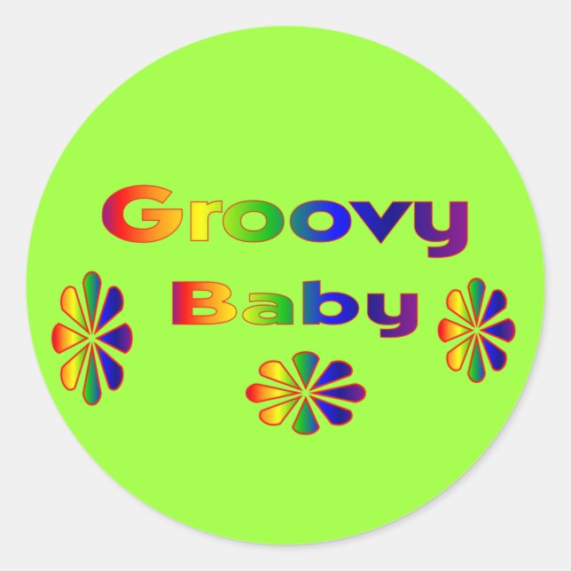 groovy baby classic round sticker (Front)