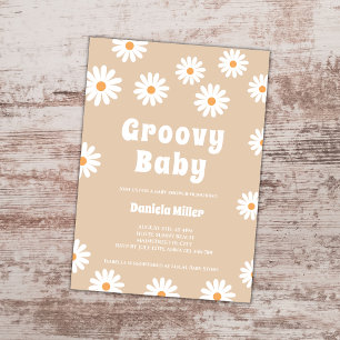 Groovy Baby Daisy 70s Retro Baby Shower Invitation