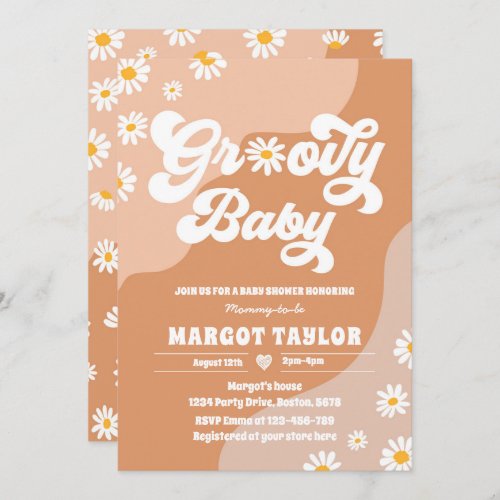Groovy Baby Daisy Boho Hippy Vibes  Baby Shower In Invitation