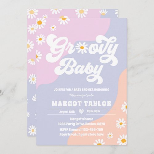 Groovy Baby Daisy Boho Hippy Vibes  Baby Shower Invitation