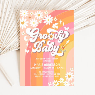 Groovy Baby Daisy Hippie 70's Retro Baby Shower Invitation