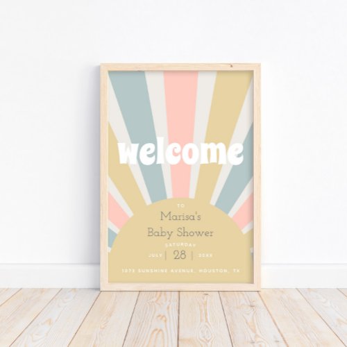 Groovy Baby Hippie Retro Baby Shower Welcome Poste Poster