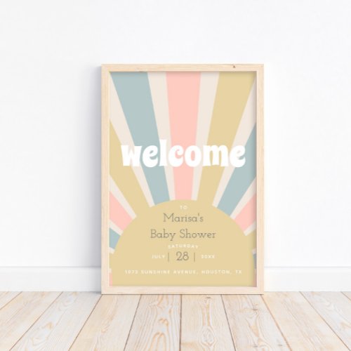 Groovy Baby Hippie Retro Baby Shower Welcome Poster
